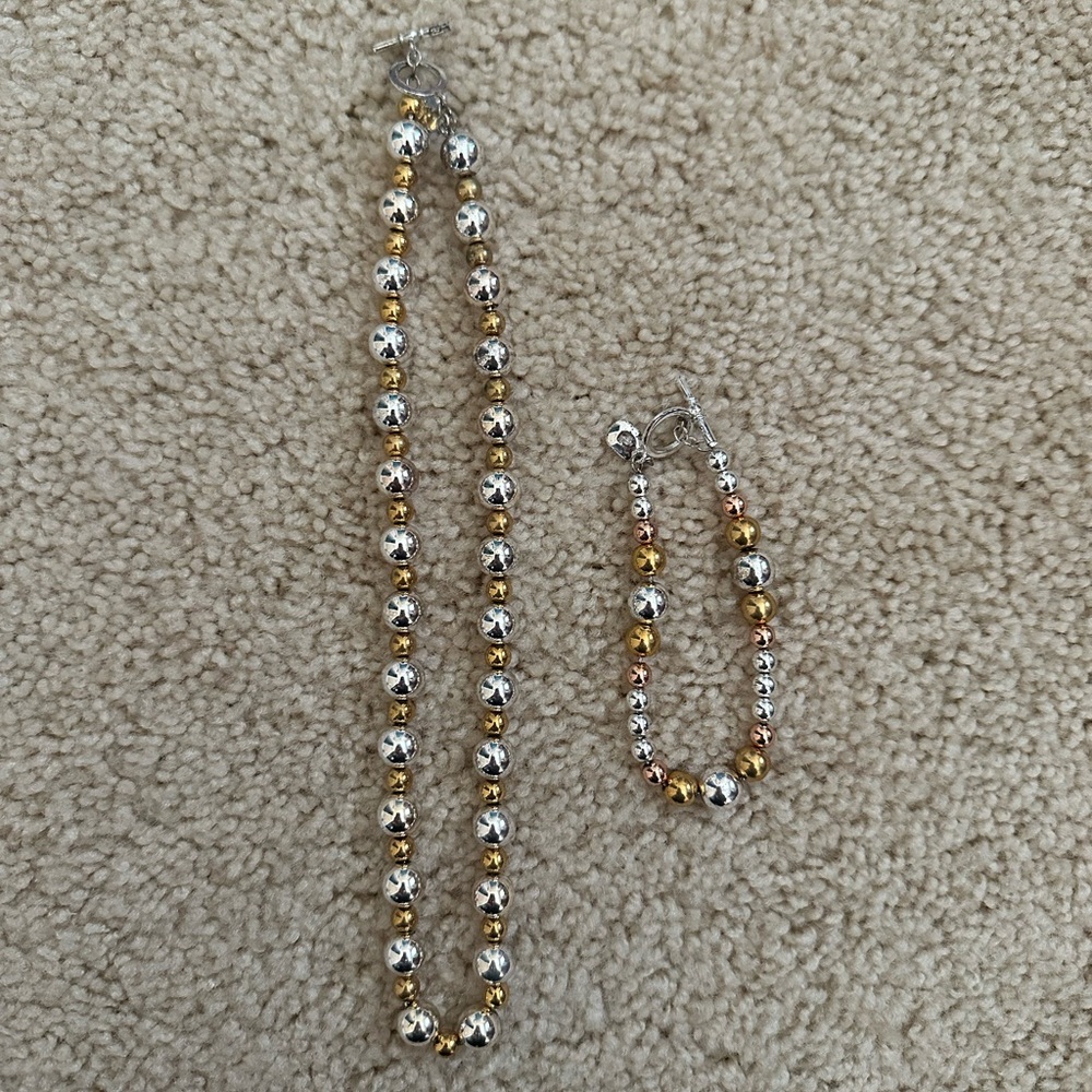 Ralph Lauren Silver and Gold Necklace and Bracelet Set